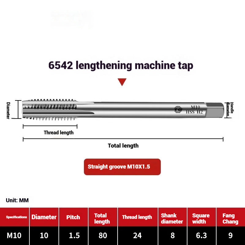 1109-Extended straight flute machine taps 6542 high speed wire tapping drill bit deep hole M3M4M5M6M8M10 Shandong Denso Pricision Tools Co.,Ltd.